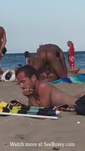 unprotected Beach enormous dong cock Outdoor Public fling Watching Porn GIF