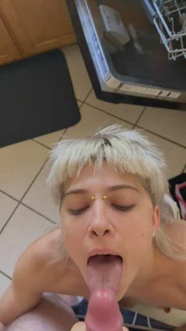 Amateur spunk In Mouth Cumshot Facial OnlyFans Real couple blowing Porn GIF