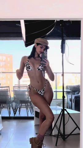 behind Bikini Brunette Porn GIF