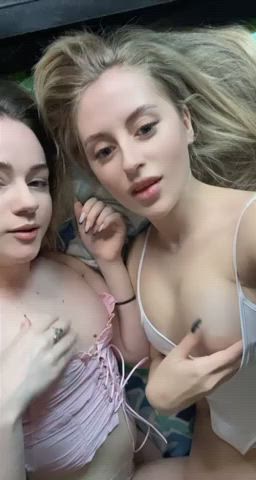 Girlfriends Lesbian Titty Drop Porn GIF