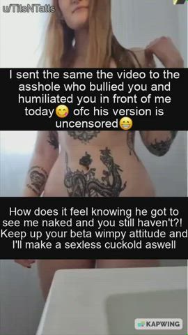 Caption Censored Cuckold Fantasy girlfriend Humiliation Shower Porn GIF