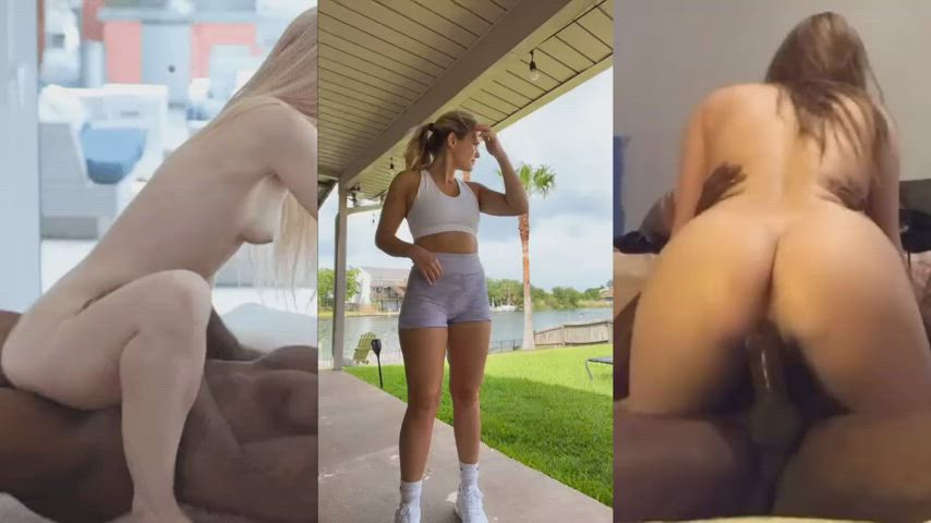 BBC blonde Cowgirl Dancing Interracial PMV Rough Split Screen Porn Porn GIF
