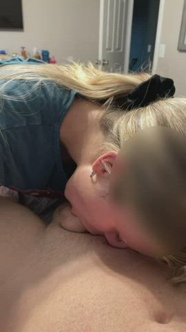 blondie oral sex Deepthroat swallowing Porn GIF