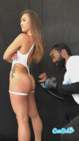 behind enormous butt booty Curvy Kelsi Monroe undergarment Pawg Slow Motion Thong Porn GIF
