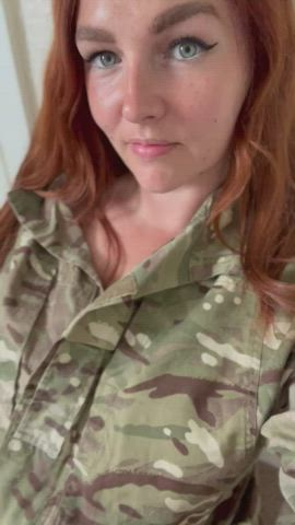 Army humongous breasts Freckles Green Eyes Hotwife MILF Military ginger Porn GIF