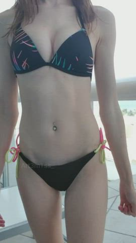 19 Years old Beach Bikini melons Flashing Outdoor Public twat tits Porn GIF