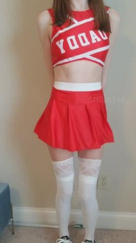 behind Barely Legal Cheerleader Cosplay Knee High Socks petite Sneakers young tits Porn GIF