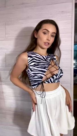 Natural boobs thin Skirt Porn GIF