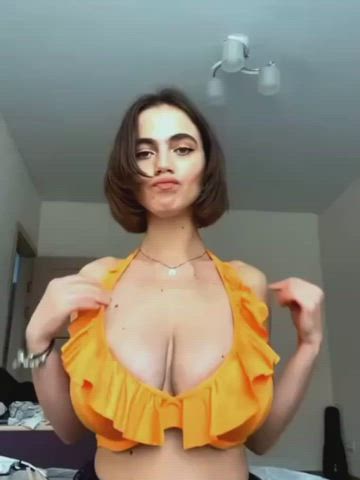 gigantic boobs tits Busty gigantic breasts thin Porn GIF