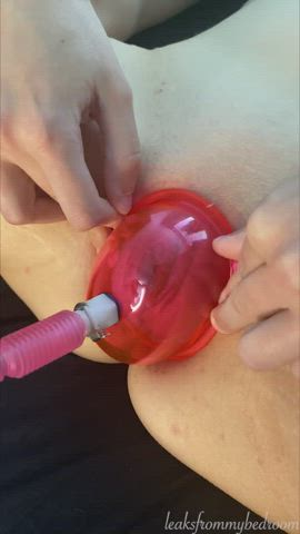 Amateur BDSM Clit Pump Clit Rubbing Close Up Homemade vagina Solo Spreading Porn GIF