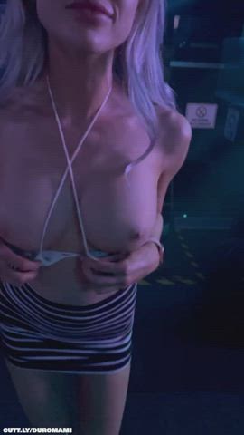 titties Compilation Exhibitionist Flashing Kissing Lesbian Nightclub Party Public Porn GIF