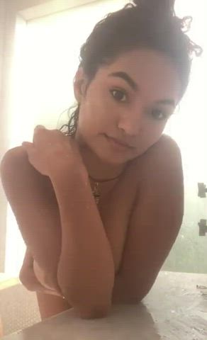 Amateur monstrous tits Busty hispanic NSFW Natural Natural melons Nude Shower Porn GIF