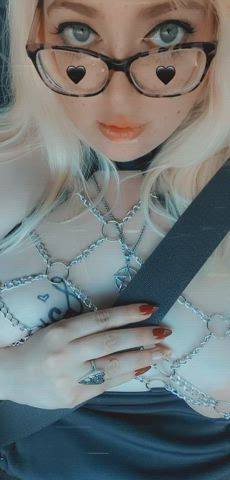 Amateur BBW Babe yellow-haired Car Homemade Natural breasts OnlyFans Public Porn GIF