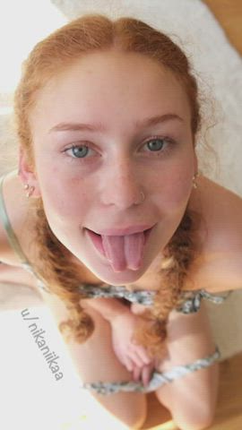 attractive Freckles Long Hair Natural skinny Pierced snatch ginger head teenie Porn GIF
