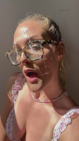 blonde spunk pretty Facial Glasses OnlyFans Ropes Porn GIF
