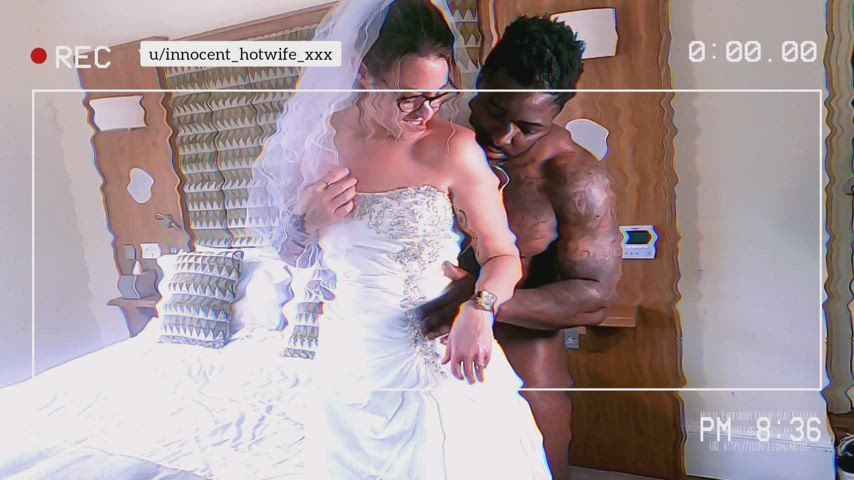 BBC unprotected Bride British Brunette Hotwife Interracial Tattoo Wedding Porn GIF