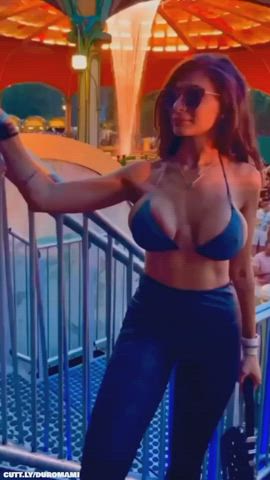 Amateur giant butt large tits Bikini Cleavage Compilation Dancing Festival Public Porn GIF