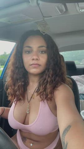 Car Car Sex Curly Hair young fat TikTok Tit Worship tits Titty Drop Porn GIF