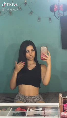 Amateur Brunette latina Mirror skinny Selfie young TikTok Porn GIF