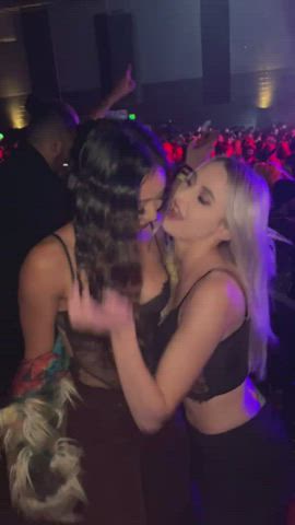 Club girls Kissing boobies Porn GIF