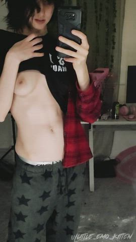 Alt Boi boobies Emo OnlyFans Short Hair thin Strip Striptease Porn GIF