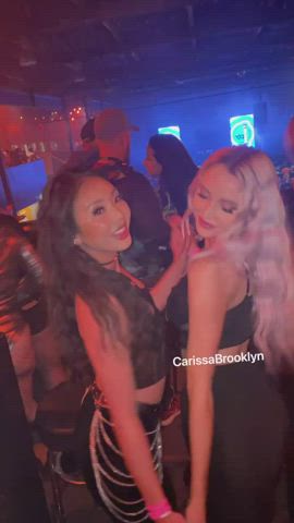 Club chicks Kissing Lesbians Nightclub Party Public Spring Break Porn GIF