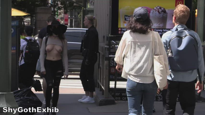 Exhibitionism Exhibitionist Exposed Flashing NSFW Public bare-breasted Porn GIF