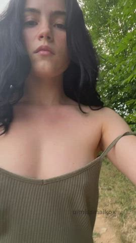 Outdoor boobies slutty Porn GIF