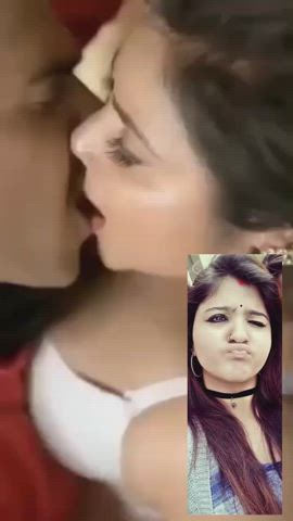 Bhabi Choker Desi Exposed Indian Kiss Lips Public Porn GIF