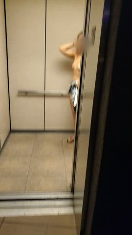 Elevator Flashing Public Porn GIF