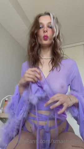 Nude Purple lady See Through Clothing Porn GIF