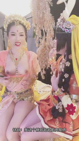 chinese Babes melons chinese Cosplay Groping Porn GIF