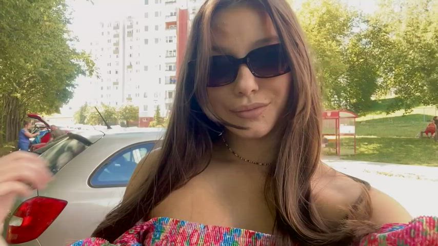 boobs Flashing Public breasts Porn GIF