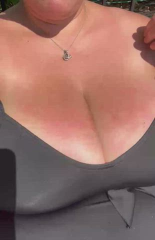 BBW monstrous breasts Flashing massive melons Nipples Public SBBW Swimsuit boobies Porn GIF