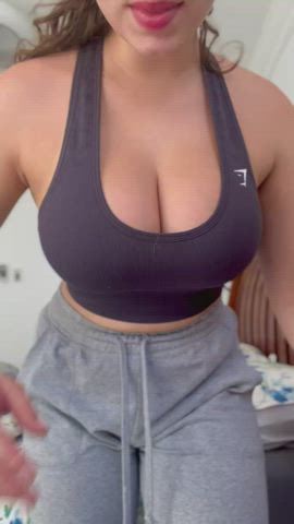 19 Years old Amateur Babe Barely Legal boobies Natural titties Titty Drop Porn GIF