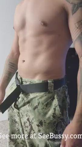 Amateur enormous meat Homemade Masturbating Military Solo Tattoo Uniform Porn GIF