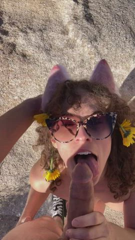big booty massive rod bj Cosplay Curly Hair Glasses OnlyFans Outdoor swallowing Porn GIF