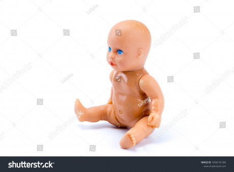 Naked Baby Doll Isolated White Background Stock 1056155186