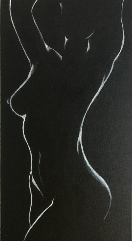 White Acrylic Female Nude On Canvas